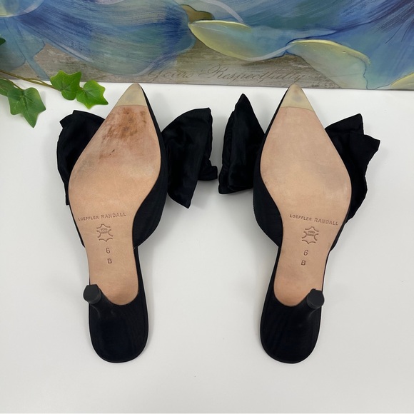 Loeffler Randal Margot Black Moiré Bow Mule in Black Size 6 - Picture 11 of 12